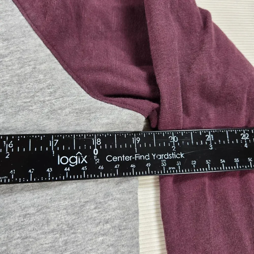 Nike Air Jordan Gray Burgundy Henley Long Sleeve‎ Shirt Men's Size Medium